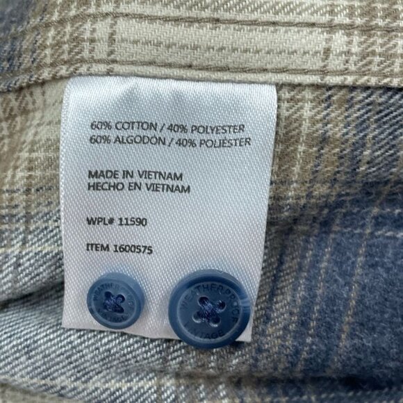 Weatherproof Vintage Mens XL Plaid Long Sleeve Button Shirt Blue & Tan a0771 - Picture 6 of 8